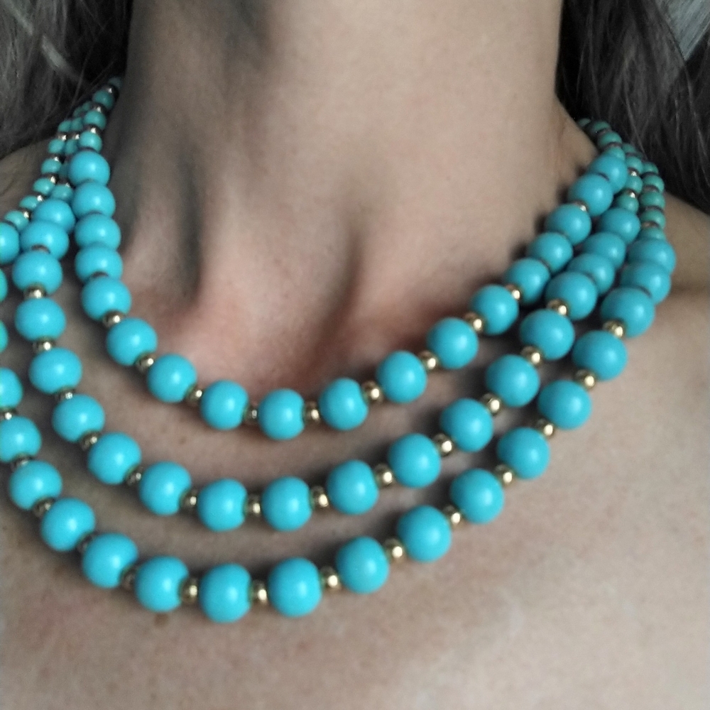 AQUA VINTAGE necklace and bracelet SET 1960's 1970's